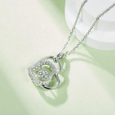 Moissanite 925 Sterling Silver Heart Necklace - Miami beauty1