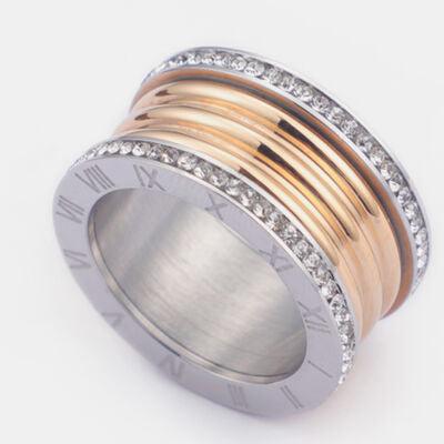 Inlaid Zircon Stainless Steel Ring - Miami beauty1