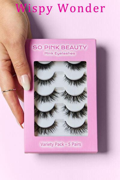 SO PINK BEAUTY Mink Eyelashes Variety Pack 5 Pairs - Miami beauty1