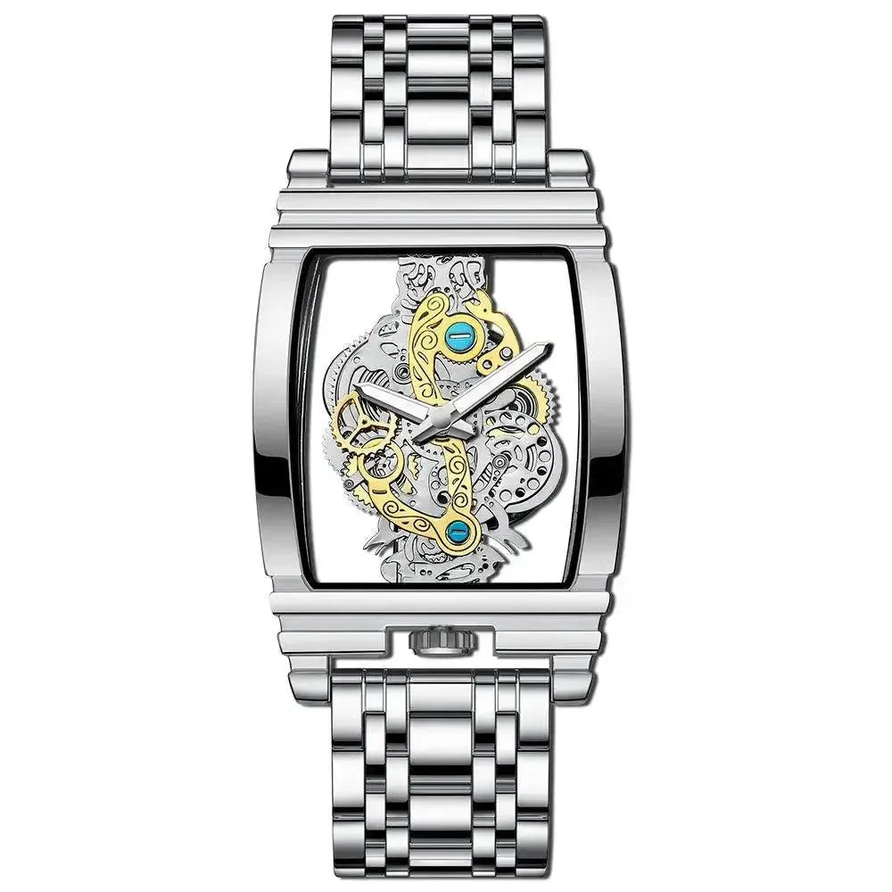 Hot Custom Wholesale Men Gold Skeleton Automatic Quartz Wrist Watches Luxury - Miami beauty1