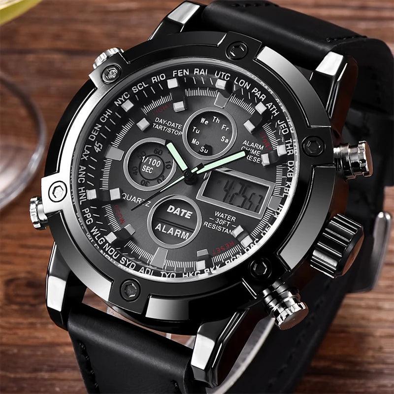 Luxury LED Sport Chronograph Digital Watches Steel Automatic Male Alarm Clock Wristwatch Watches Men Wrist - Miami beauty1