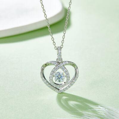 Moissanite 925 Sterling Silver Heart Shape Necklace - Miami beauty1