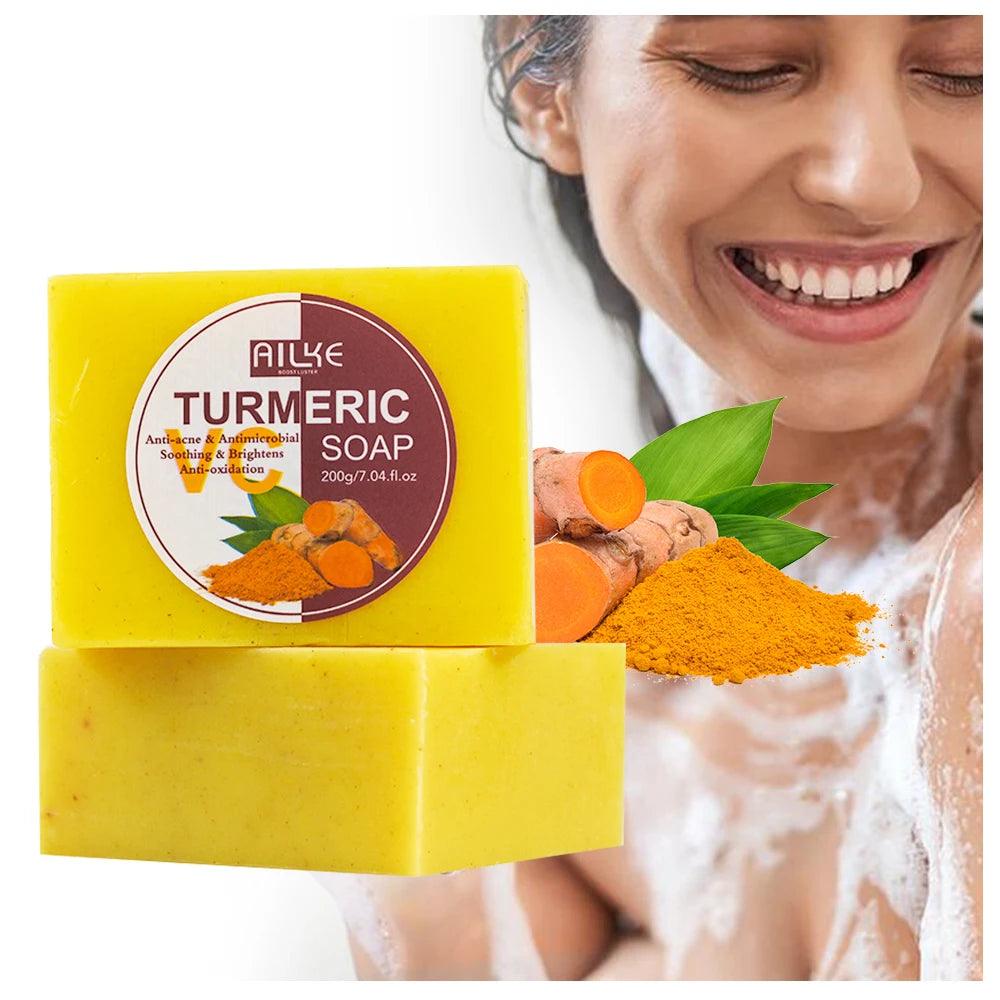 OEM Vegan Face&Body bar Soap Cleansing Remove Dark Spot Removal Turmeric Scrub Acne Treatment Soap - Miami beauty1