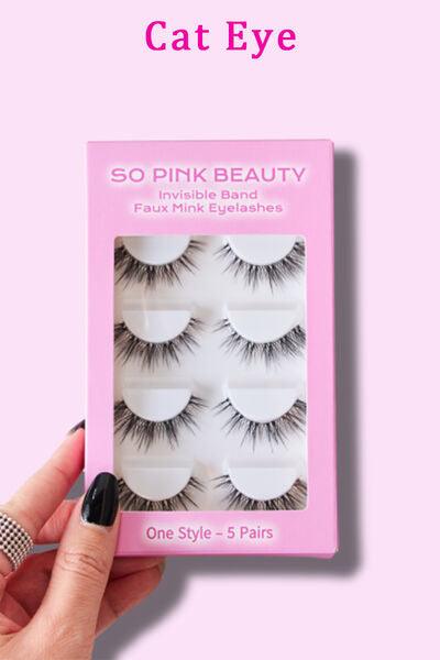 SO PINK BEAUTY Faux Mink Eyelashes 5 Pairs - Miami beauty1