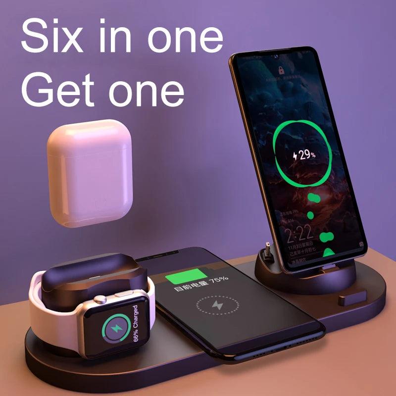 WS5 6 in 1 15w Fast Multifunction watch Charger Magnetic mobile phone Qi Wireless Charger station Stand for iPhone 13 pro - Miami beauty1